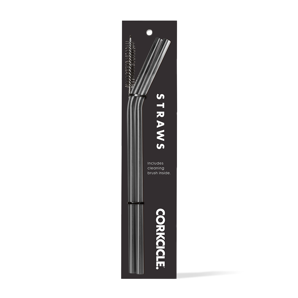 Corkcicle Stainless Steel Reusable Tumbler Straws | Gunmetal
