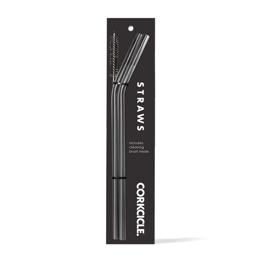 Corkcicle Stainless Steel Reusable Tumbler Straws | Gunmetal