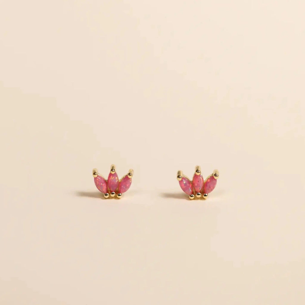 JaxKelly Opal Crown Stud Earrings | Pink, Made in the USA