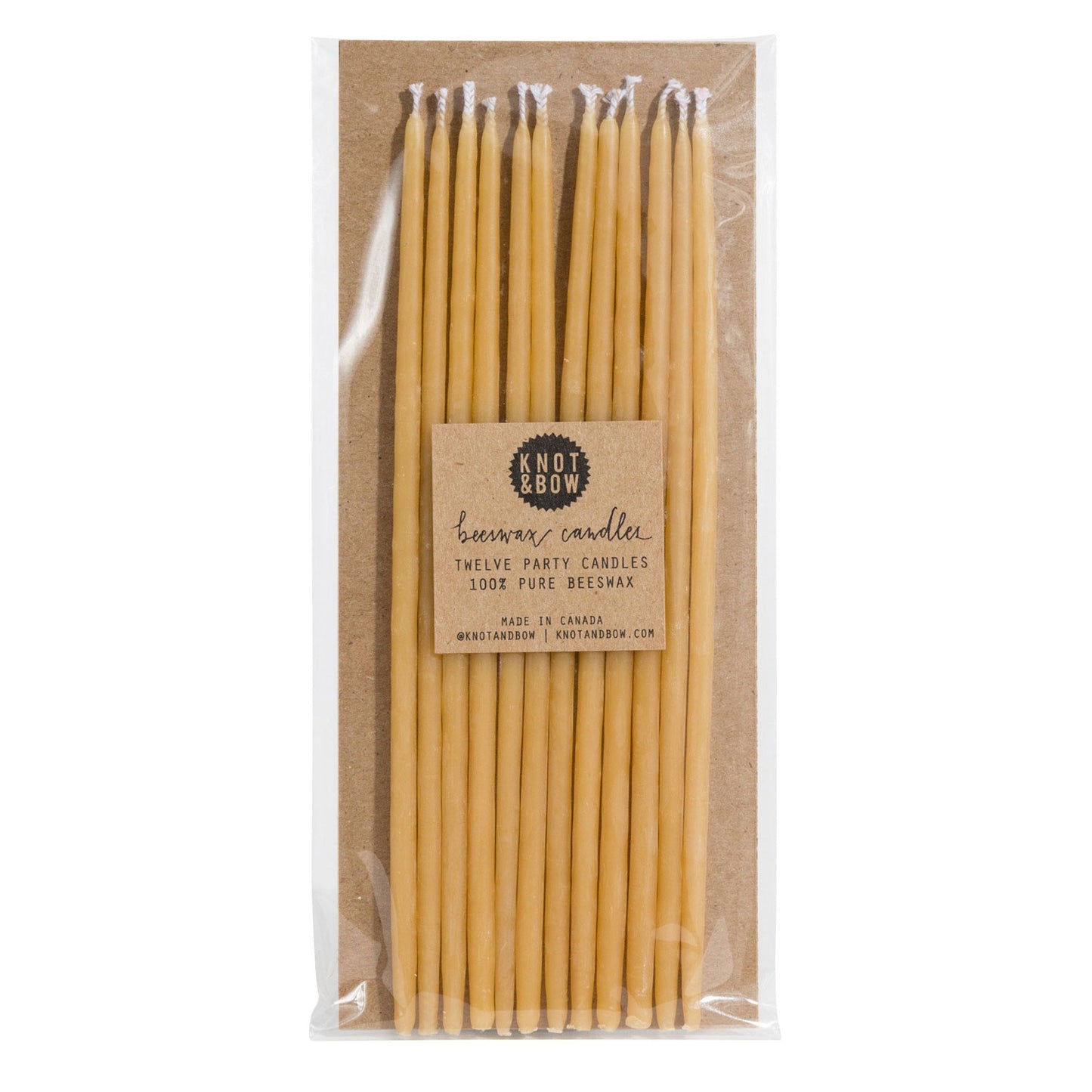 Knot and Bow Tall Bees Wax Party Candles | Natural, 6"