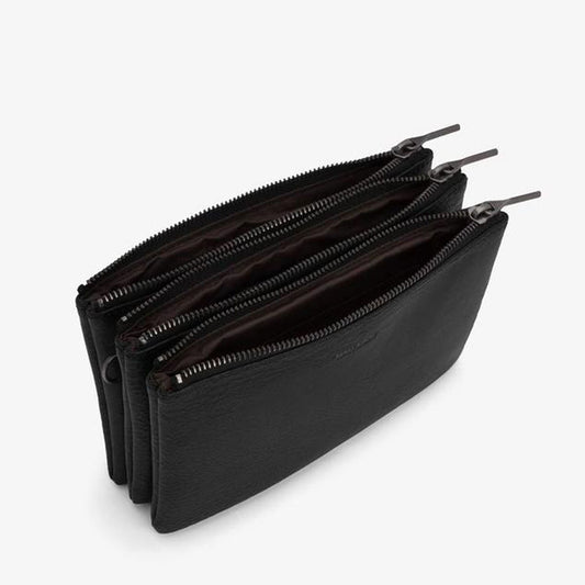 Matt and Nat Triplet Crossbody Bag - Purity Black, Vegan Leather