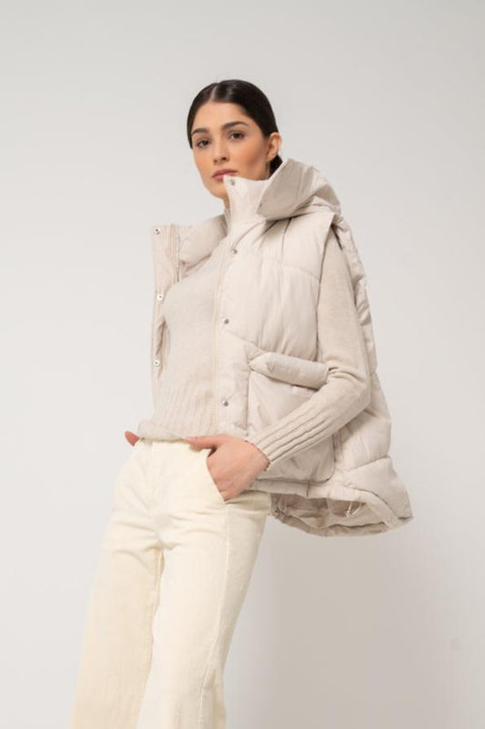 Astrid Clothing Puffer Vest | Creme, Made in Italy