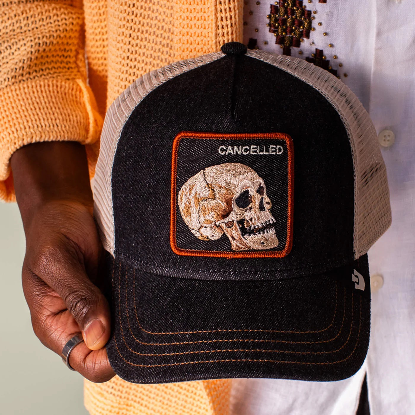 Trucker Hat - Denim Skull