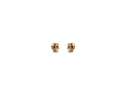 Mimi + Marge Mini Skull Stud Earrings - Gold, Handmade in Bali