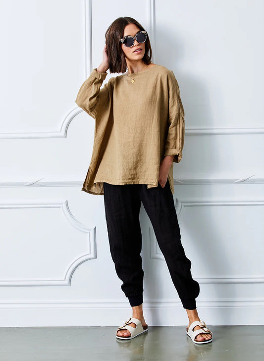 Suzy D Ultimate Linen Joggers Made in Italy | Black