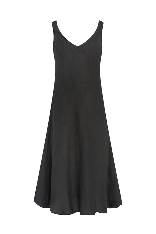 Black dress on a light grey background