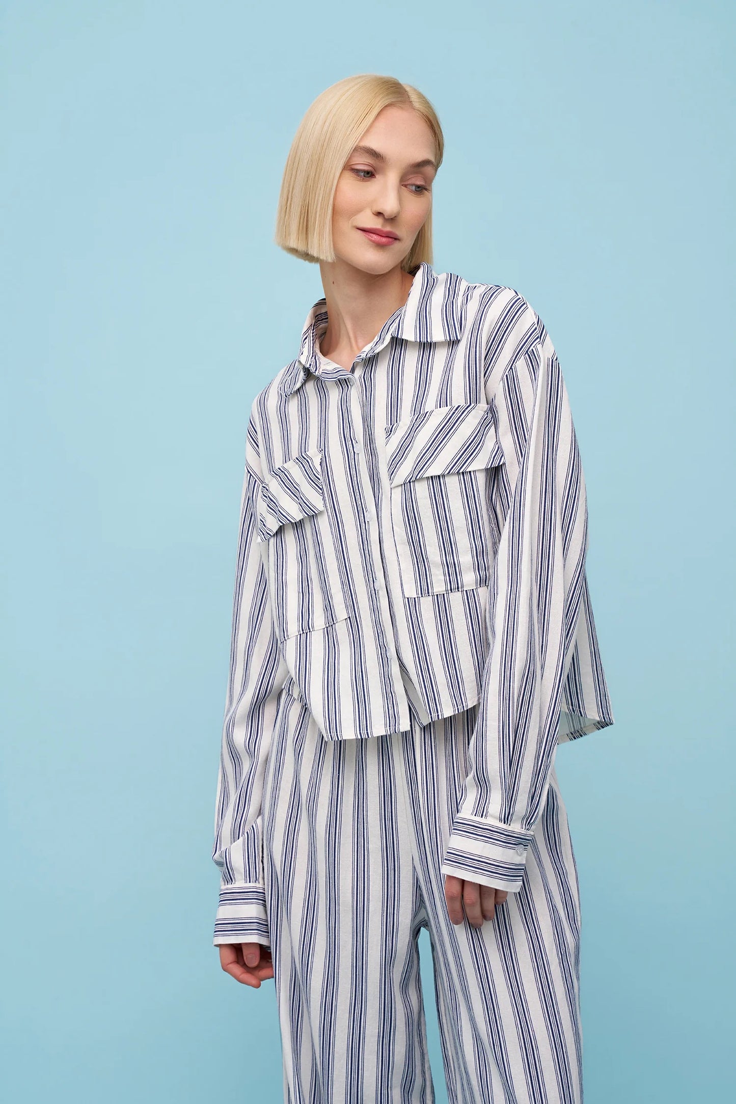 Rose Shirt - Navy Stripe