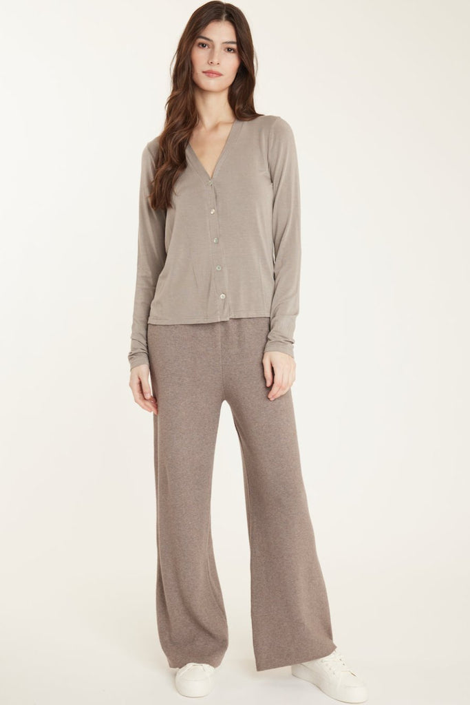 Pistache Ribbed Knit Pant | Taupe Blend, Made in Italy