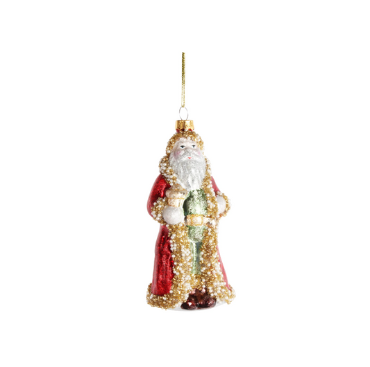 Standing Santa Glass Ornament