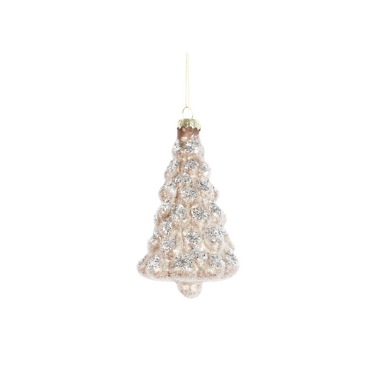 Frosted Tree Glass Ornament Silver