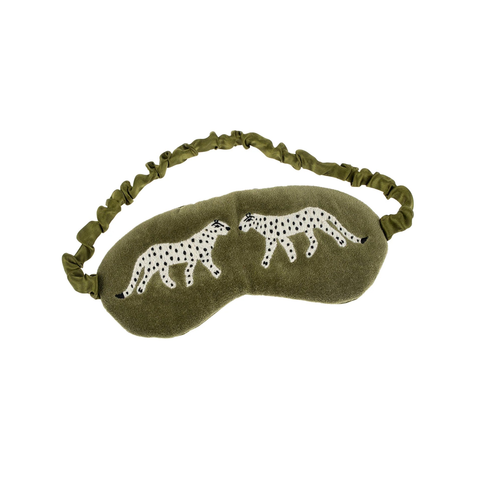 Leopard Velvet Eye Mask | Olive Green

