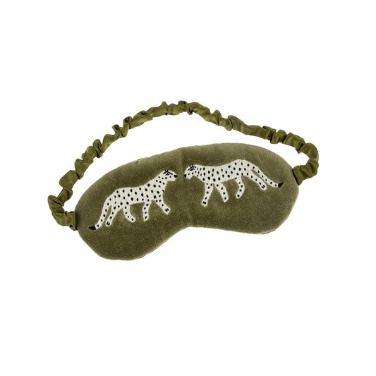 Leopard Velvet Eye Mask | Olive Green

