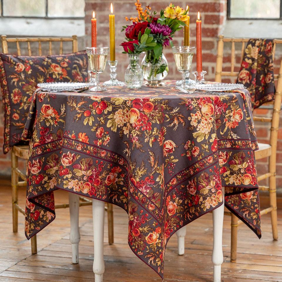 April Cornell Cotton Tablecloth | Bountiful Harvest Slate

