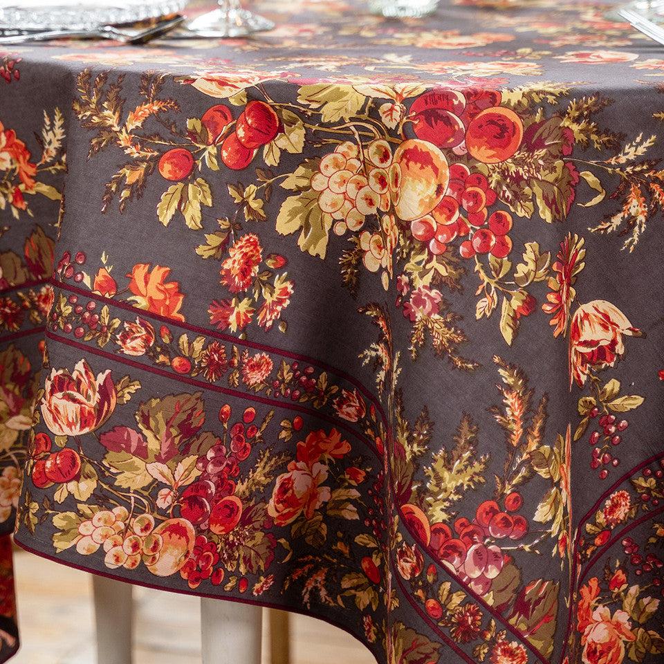 April Cornell Cotton Tablecloth | Bountiful Harvest Slate

