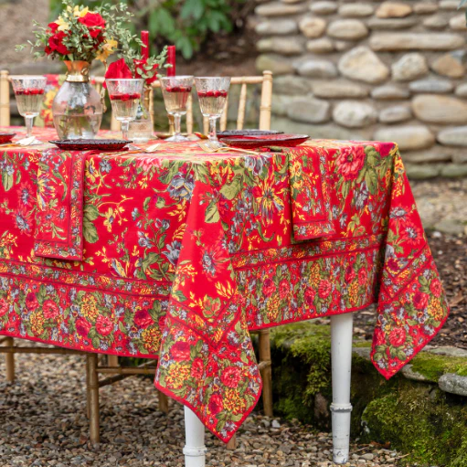 April Cornell Cotton Tablecloth | Eternal Rose Red