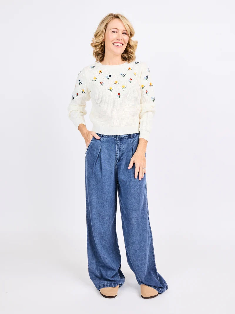 Bettie Embroidered Sweater - Ivory