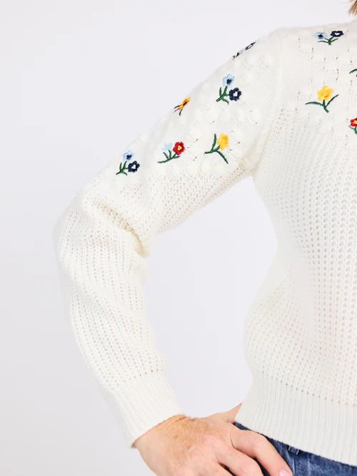 Bettie Embroidered Sweater - Ivory