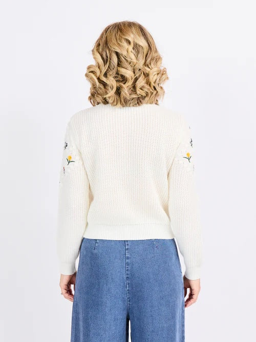 Bettie Embroidered Sweater - Ivory