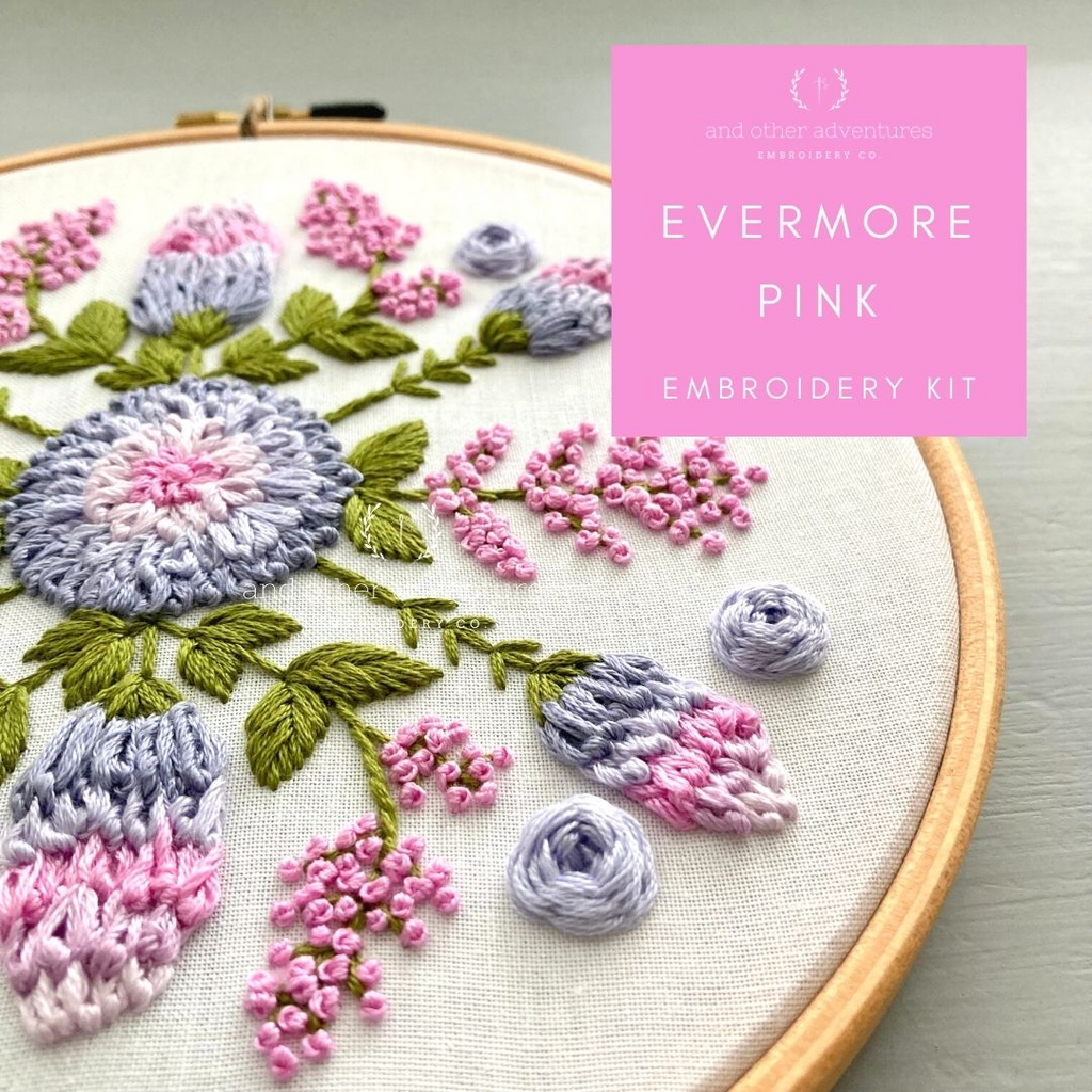 And Other Adventures Intermediate Embroidery Kit | Evermore Pink