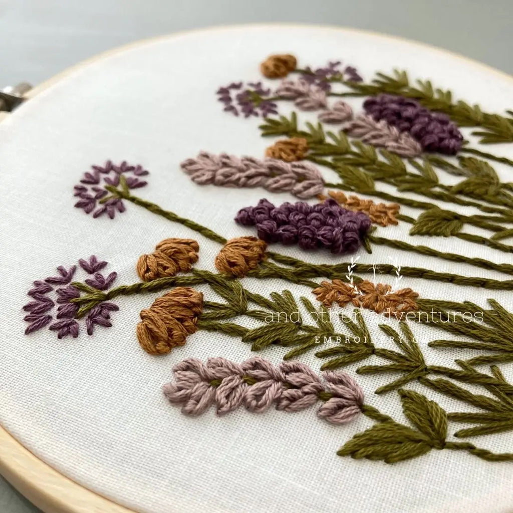 And Other Adventures - Beginner Embroidery Kit -Meadow in Plum