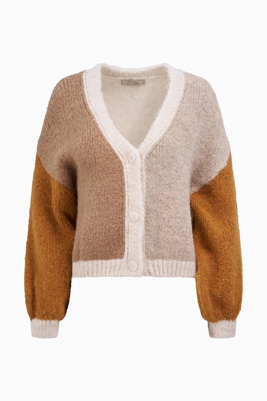 Astrid Knit Wool Cardigan | Tabac Combo, Made Italy
