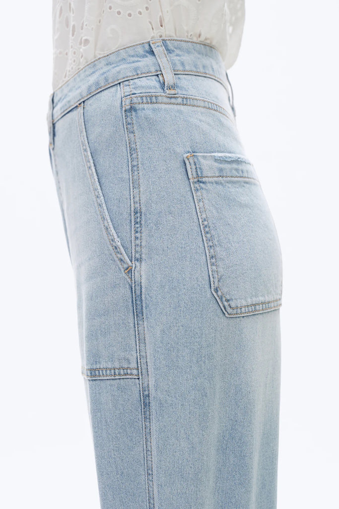 BAYEAS Super High Rise Barrel Jeans | Light Blue