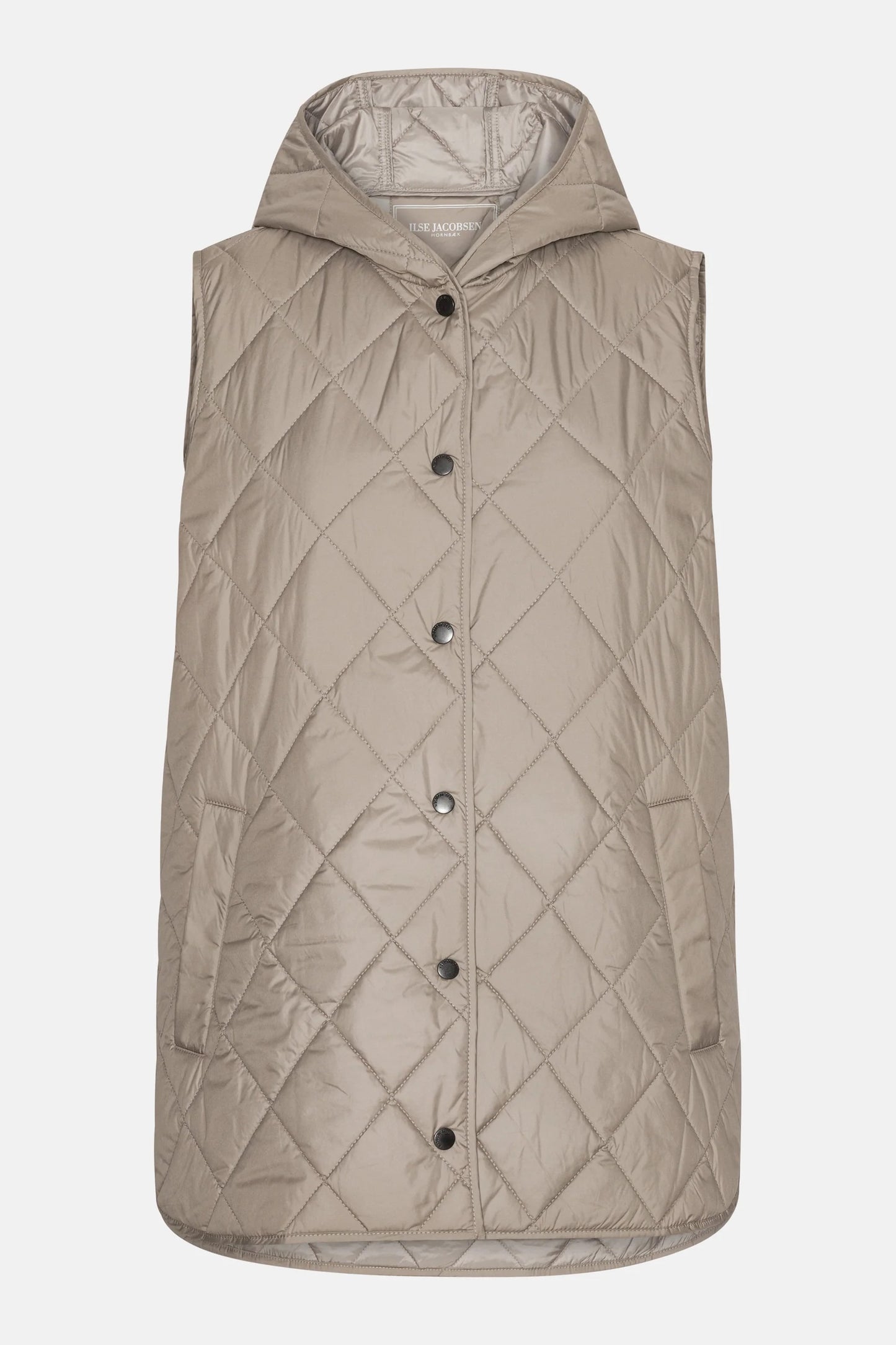 Quilted Long Vest - Grey
