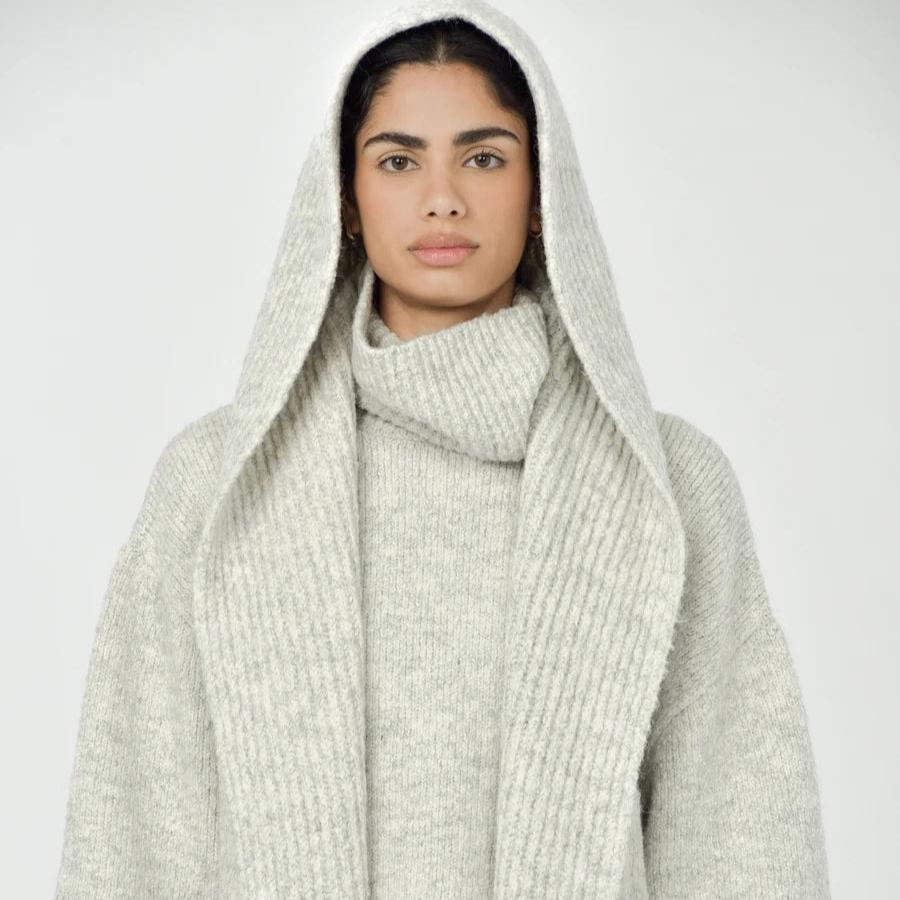 Paper Label Juri Hood Scarf | Light Melange Grey