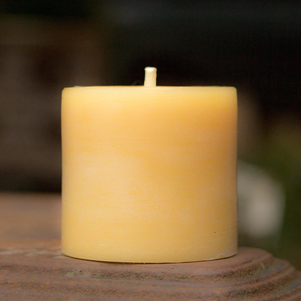 Beeswax Works Flat Top Pillar Candle 3" | Handmade on Vancouver Island