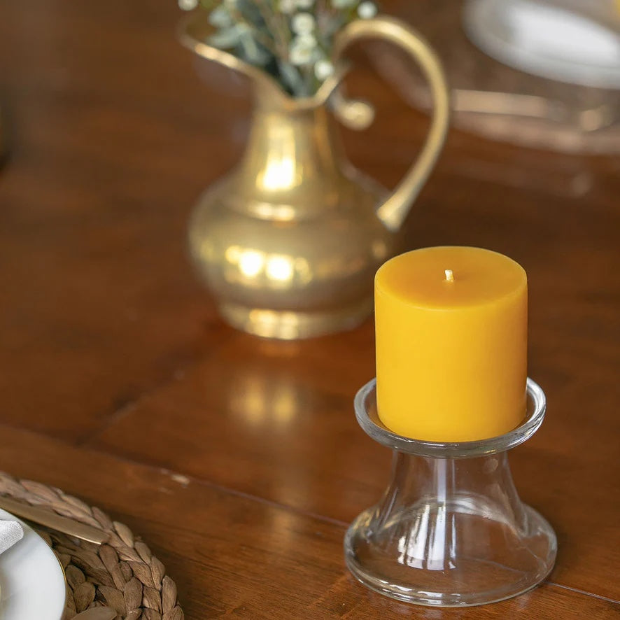 Beeswax Works Flat Top Pillar Candle 3" | Handmade on Vancouver Island