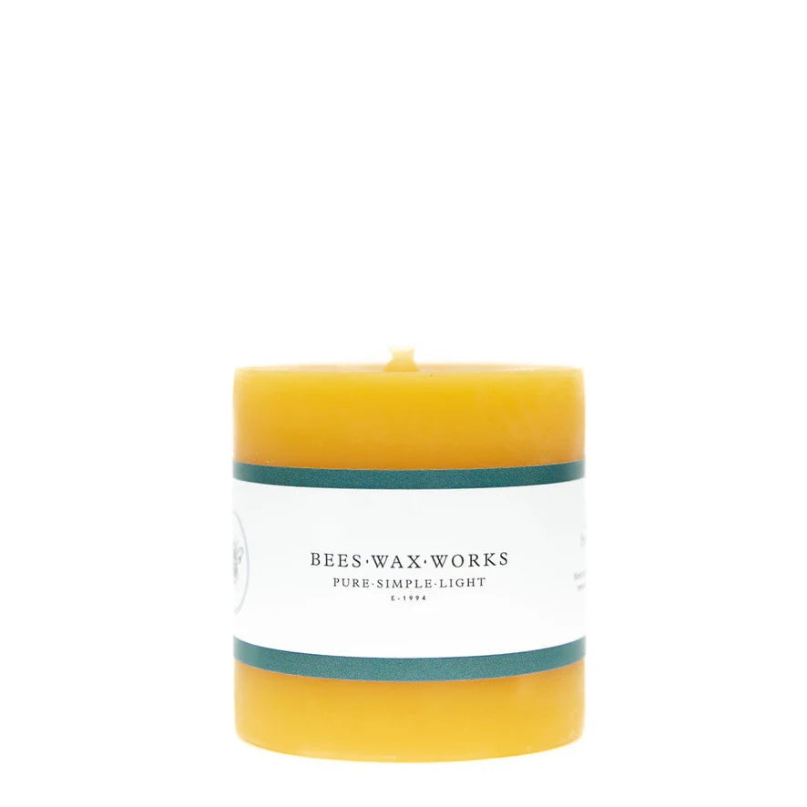 Beeswax Works Flat Top Pillar Candle 3" | Handmade on Vancouver Island