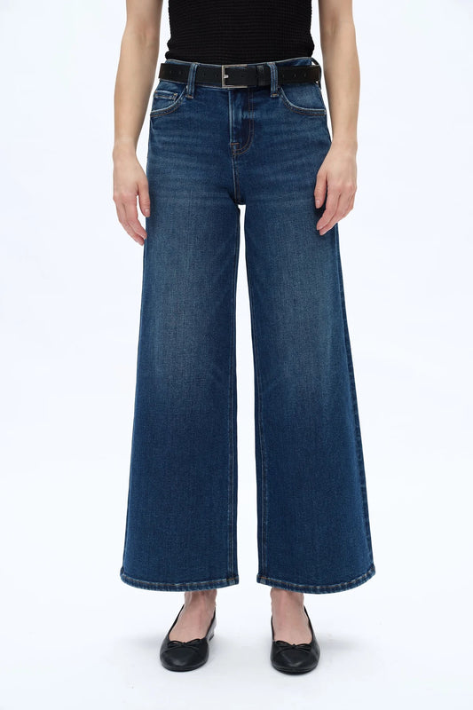 BAYEAS Lisa Mid Rise Wide Leg Jeans - Dark Blue