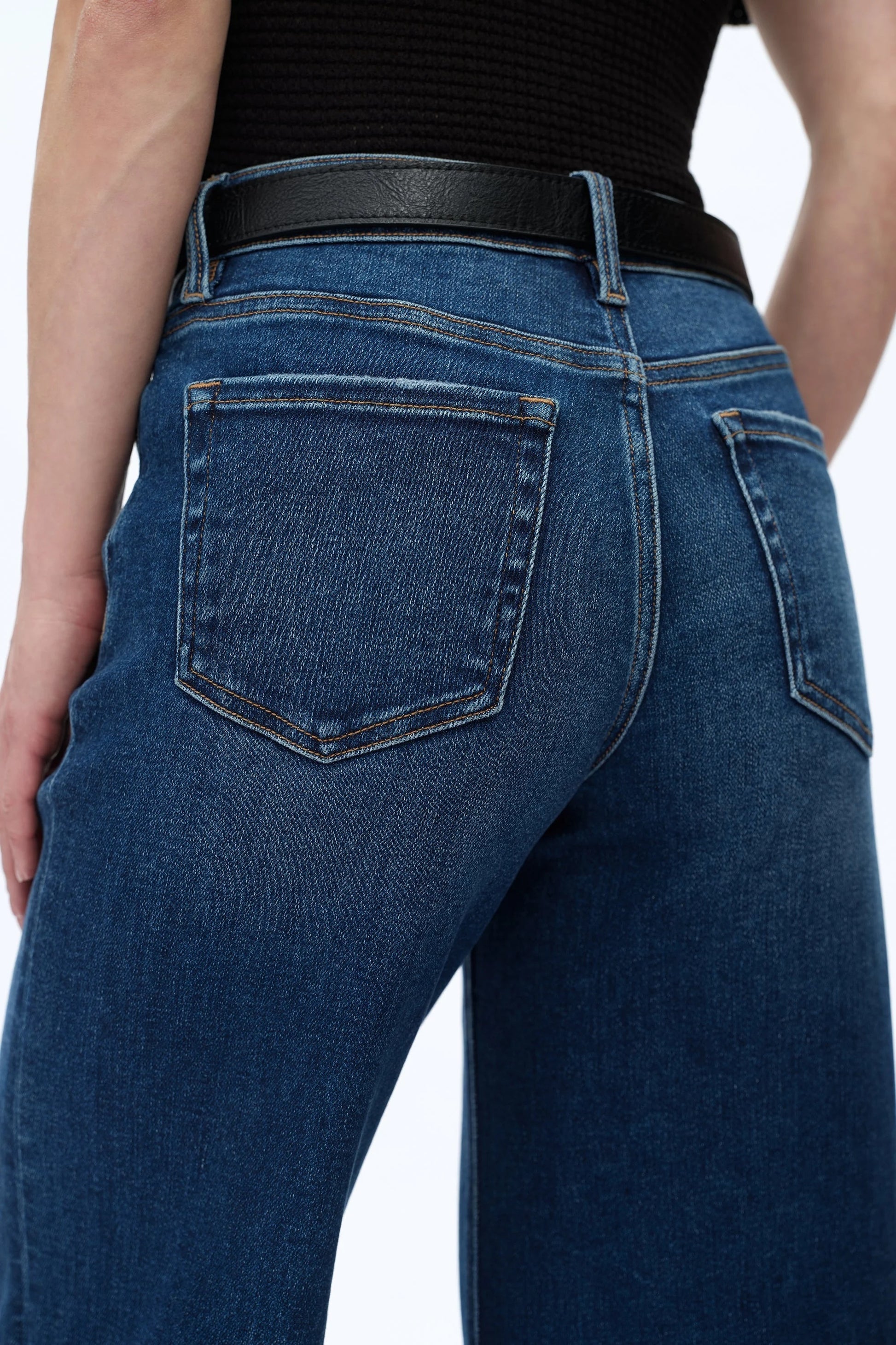 BAYEAS Lisa Mid Rise Wide Leg Jeans - Dark Blue