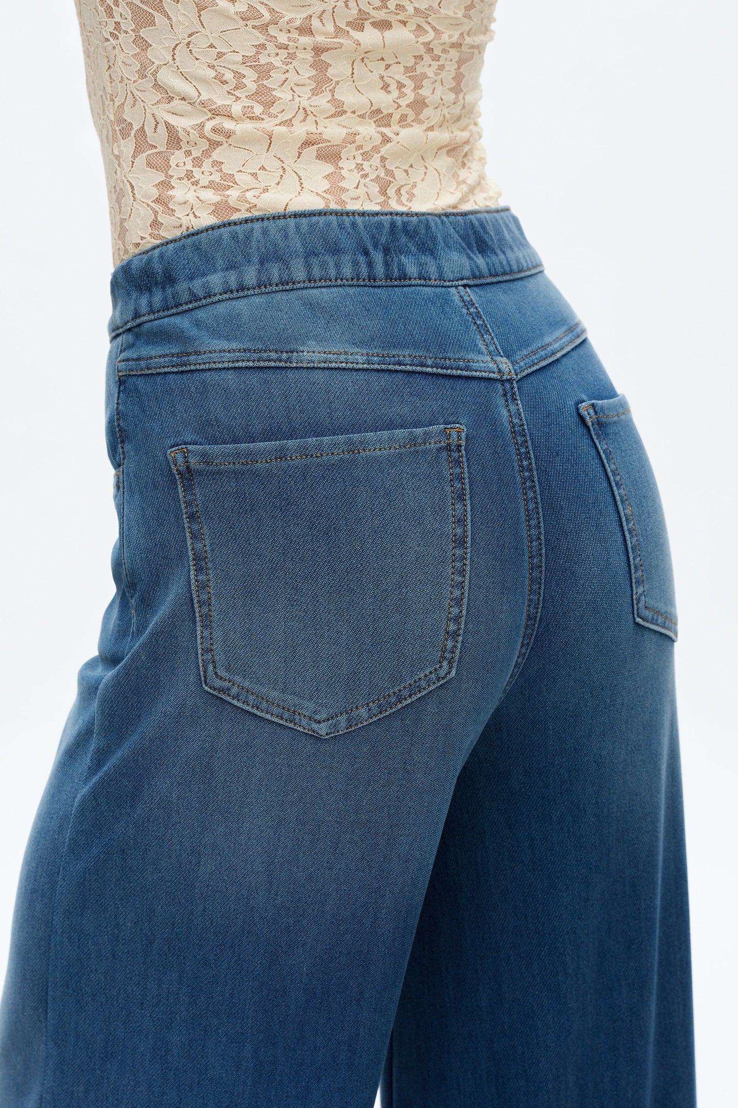 High Rise Wide Leg Jeans - Medium Blue
