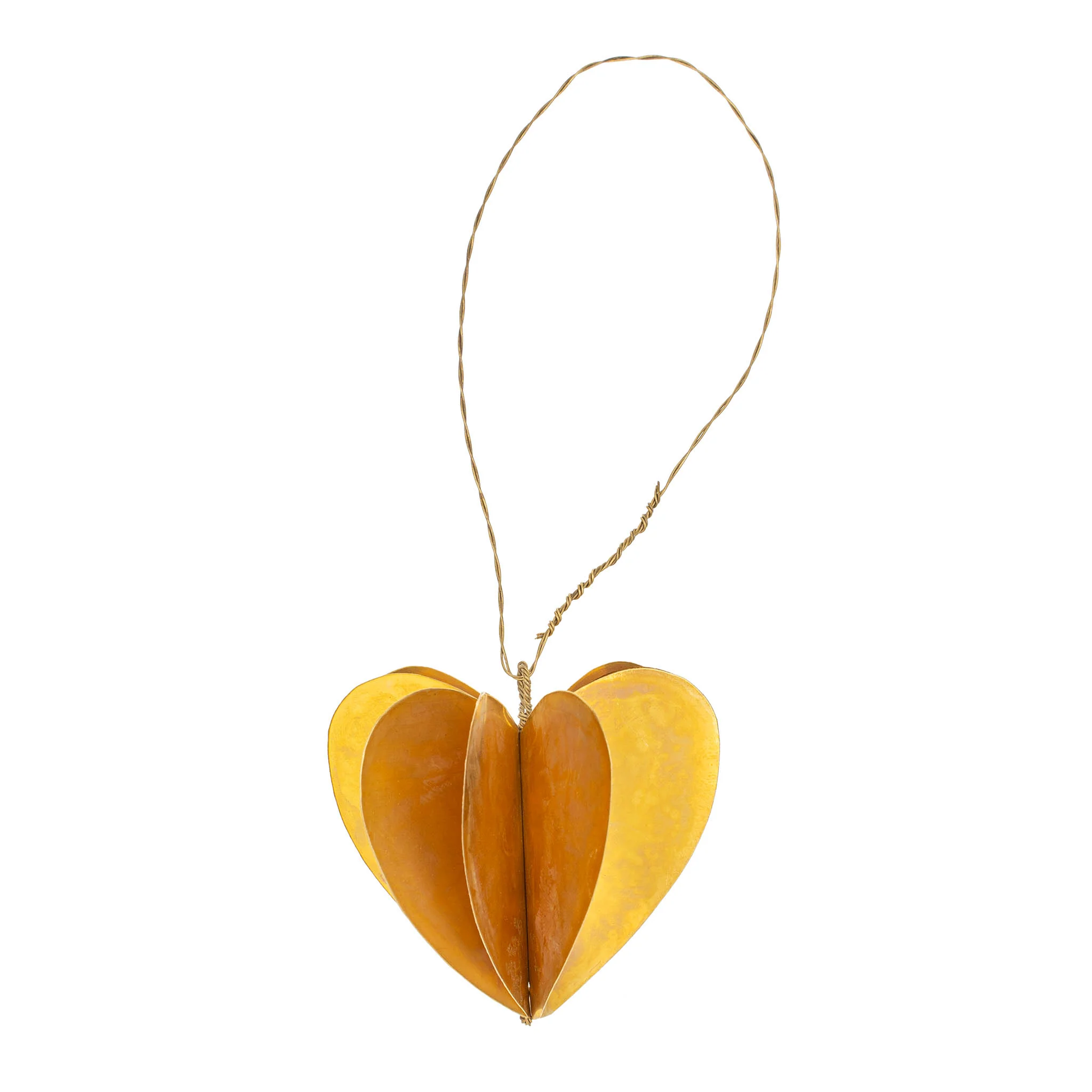 Brass Origami Heart Ornament