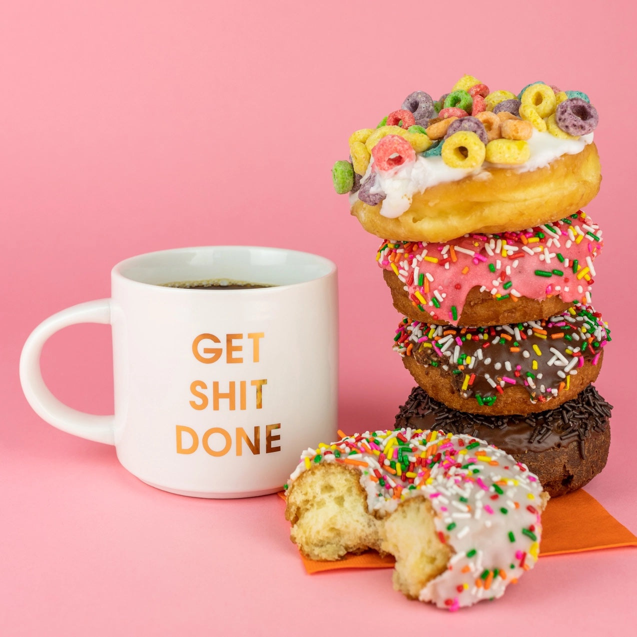 Chez Gagne Ceramic Gold Foil Coffee Mug -Get Shit Done, 16oz