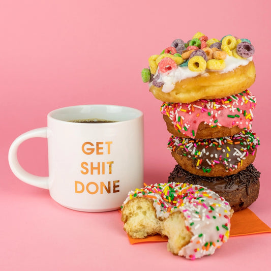 Chez Gagne Ceramic Gold Foil Coffee Mug -Get Shit Done, 16oz