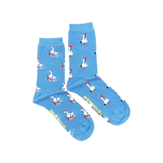 Women's Mismatched Socks - Goose in Rain