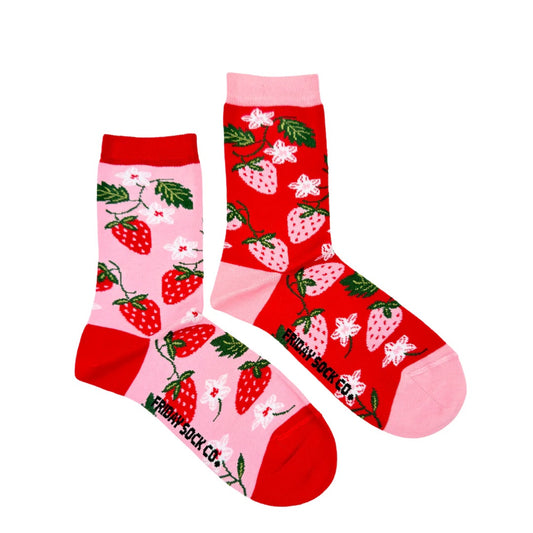 Friday Sock Co. Women's Mismatched Socks | Strawberry