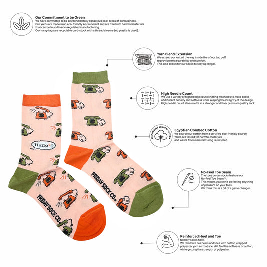 Friday Sock Co. Women's Mismatched Socks | Vintage Phone