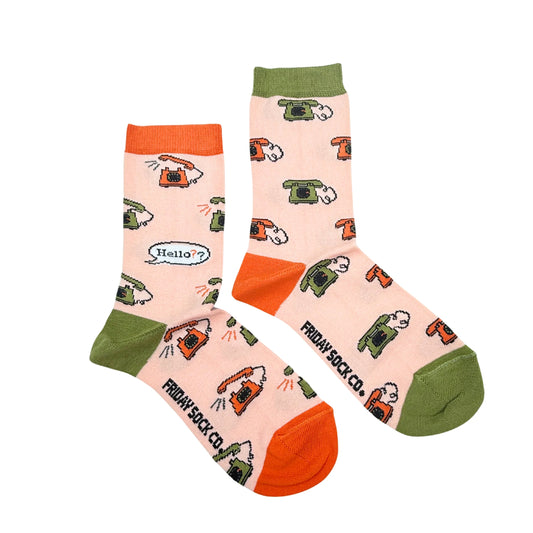 Friday Sock Co. Women's Mismatched Socks | Vintage Phone