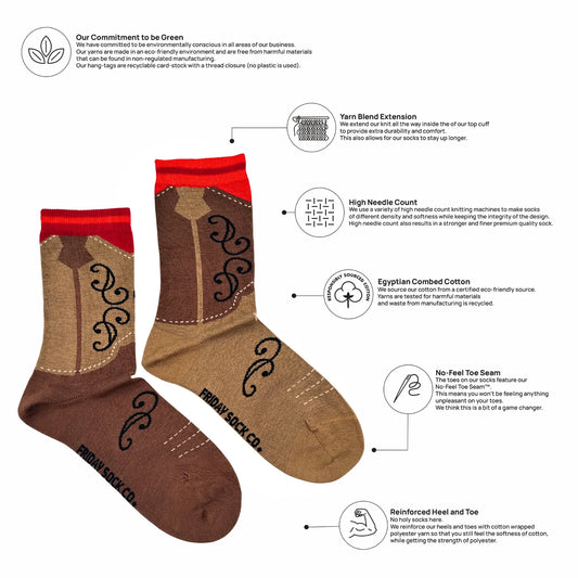 Friday Sock Co. Women's Mismatched Socks | Cowboy Boot