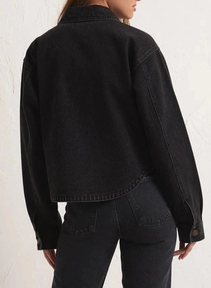 Z Supply Cropped Denim Jacket | Washed Black, Designed in USA