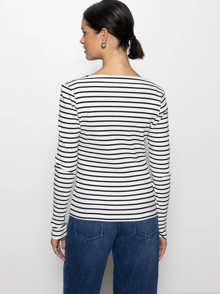 Sanctuary Boatneck Top | Chalk Black Stripe, Designed in the USA