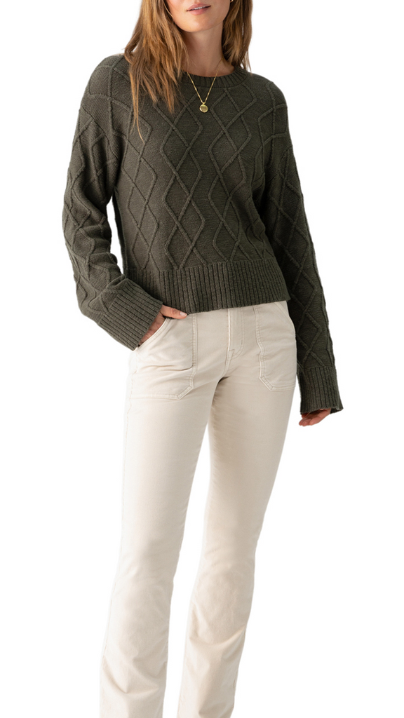 Sanctuary - Coastal Cable Sweater - Dark Olive