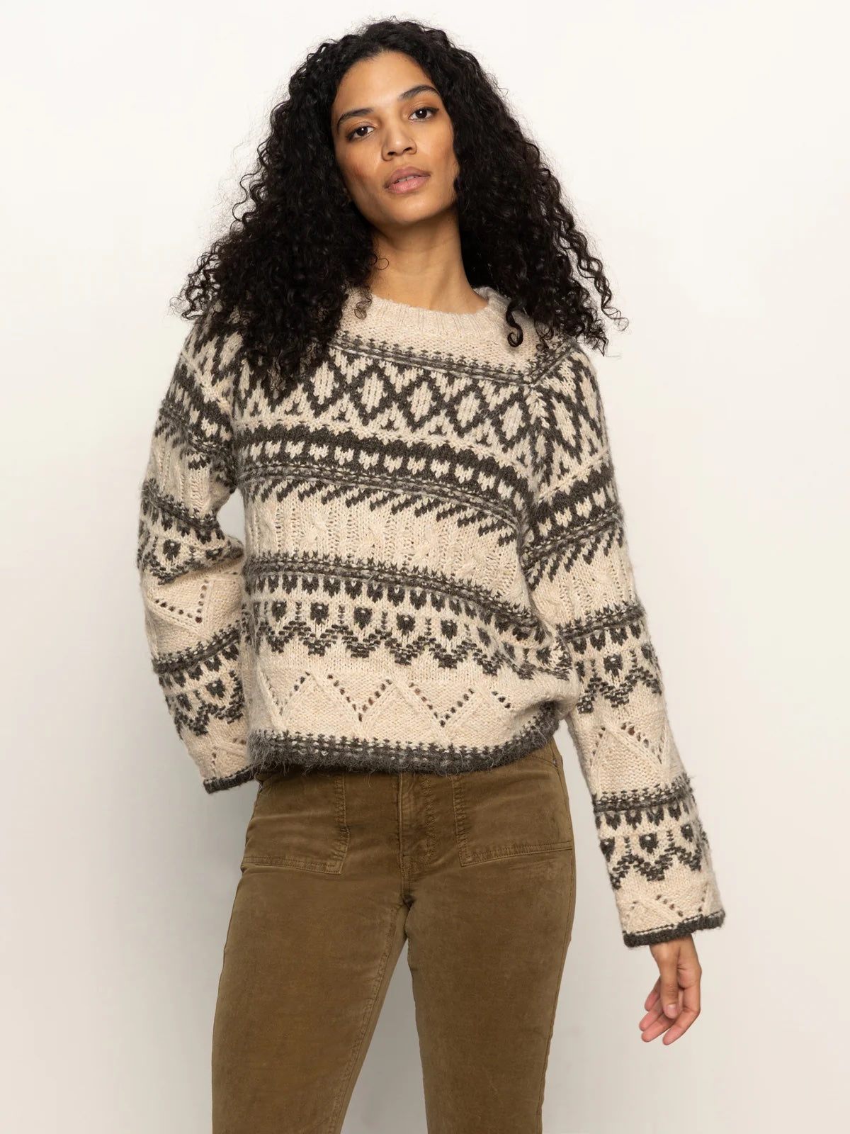 Fairisle Crewneck Sweater - Light Oat Multi