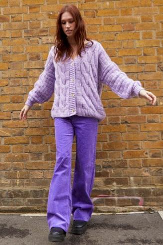 Cara & The Sky Gemma Cable Cardigan | Lilac, Designed in the UK