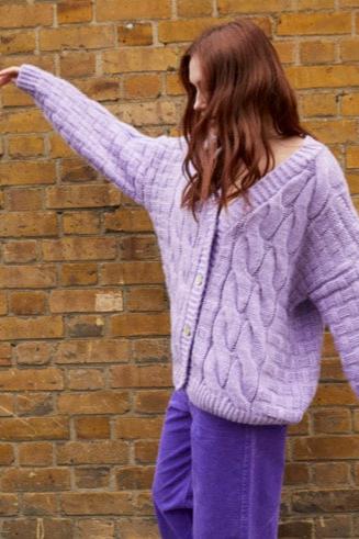 Cara & The Sky Gemma Cable Cardigan | Lilac, Designed in the UK