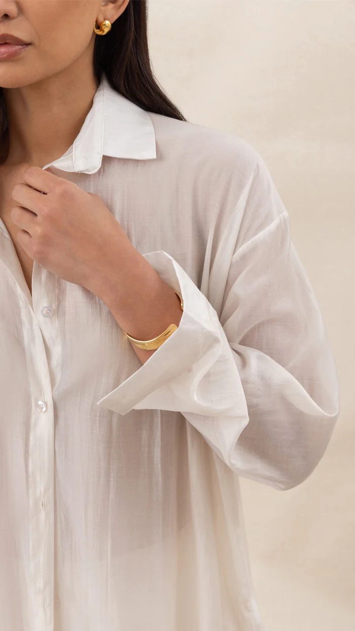 Charli Izzie Long Shirt | White, Made in Italy