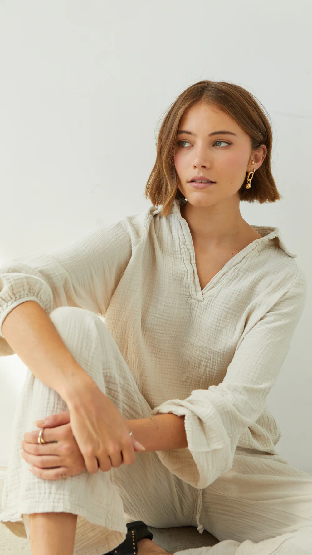 Charli Selina Cotton Top | Seashell, Made in Italy